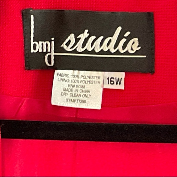 BMJ Studio Red Rhinestone Embellished Evening Jacket 16W w/ Removable Dickey - Picture 2 of 16